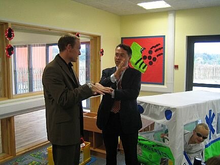 David with Headteacher, Alex Bedford, at Abbots Green School